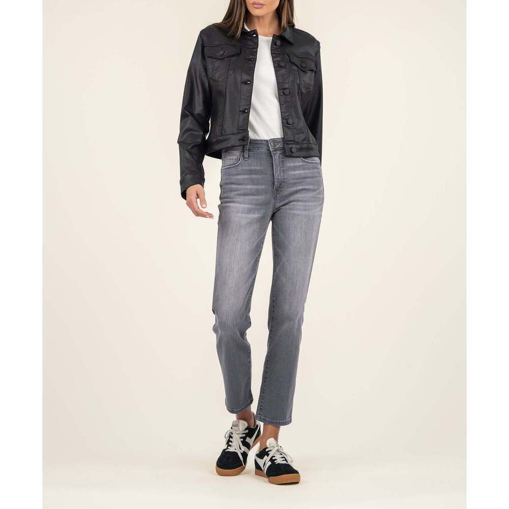Kut from the Kloth Julia Coated Crop Jacket Size LARGELARGE / Black